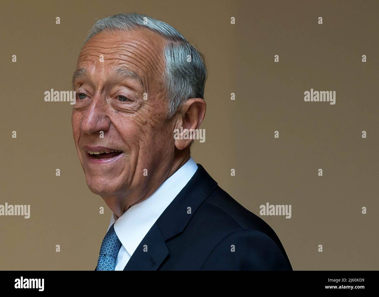 Malaga, Spain. 26th Apr, 2022. Portuguese President, Marcelo Rebelo de Sousa gives a speech during the opening of the exhibition of Portuguese painter and illustrator Paula Rego, at Picasso Museum. The exhibition 'Paula Rego', shows her view on figurative art and the representation of women with more than 80 works. The showing will run at Picasso Museum from 27 April to 21 August. Credit: SOPA Images Limited/Alamy Live News Stock Photo