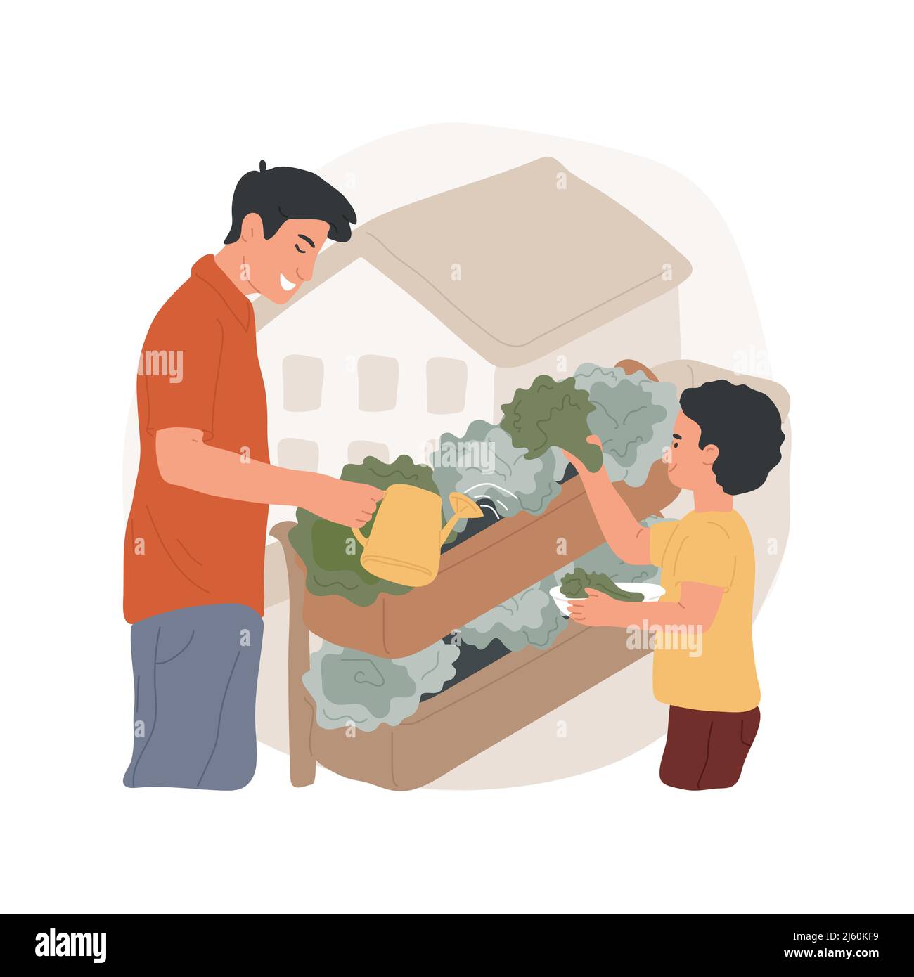 Growing herbs and leafy greens isolated cartoon vector illustration