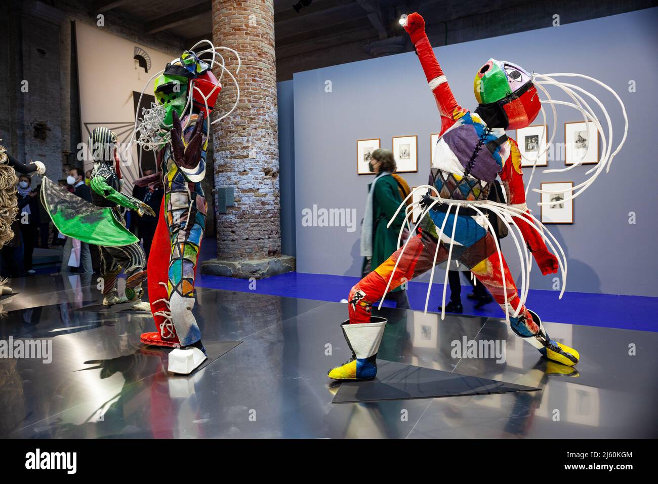 Venice, Italy - April 20: Installation titled Weimar-era costumes by Lavinia Schulz and Walter Holdt at the 59th International Art exhibition of Venic Stock Photo