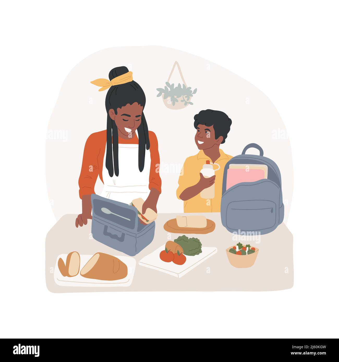 Packing a lunch box isolated cartoon vector illustration. Family daily