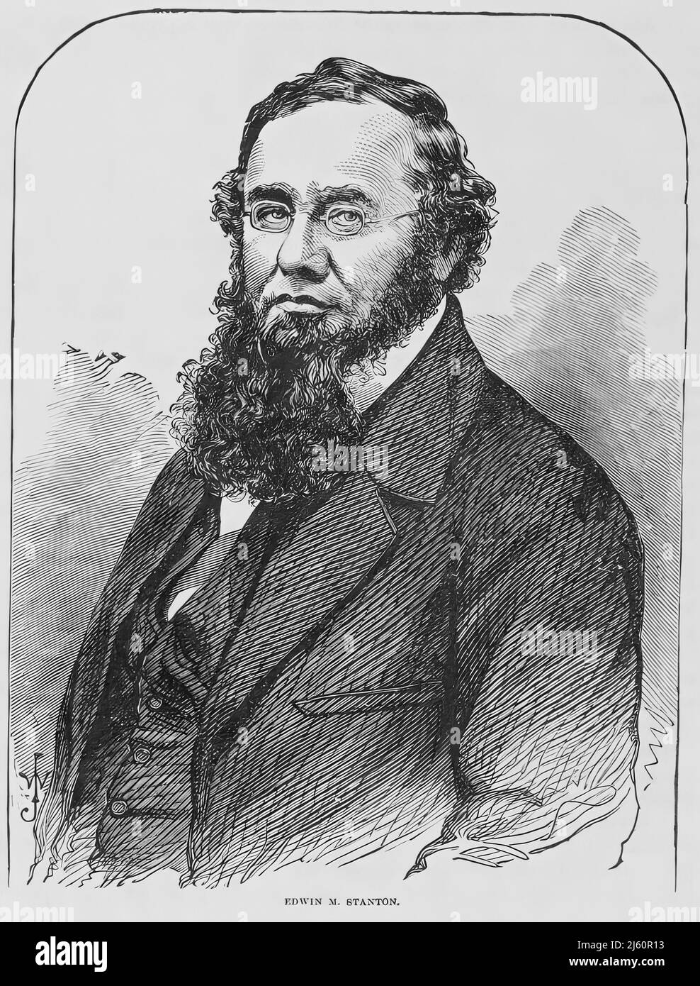 Portrait of Edwin McMasters Stanton, United States Secretary of War during the American Civil War. 19th century illustration Stock Photo