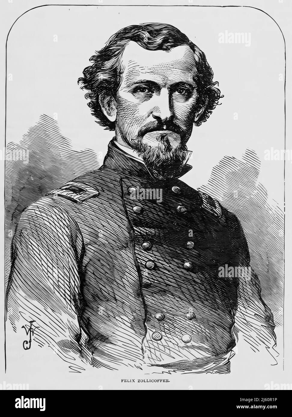 Portrait of Felix Kirk Zollicoffer, Confederate Army General in the American Civil War. 19th