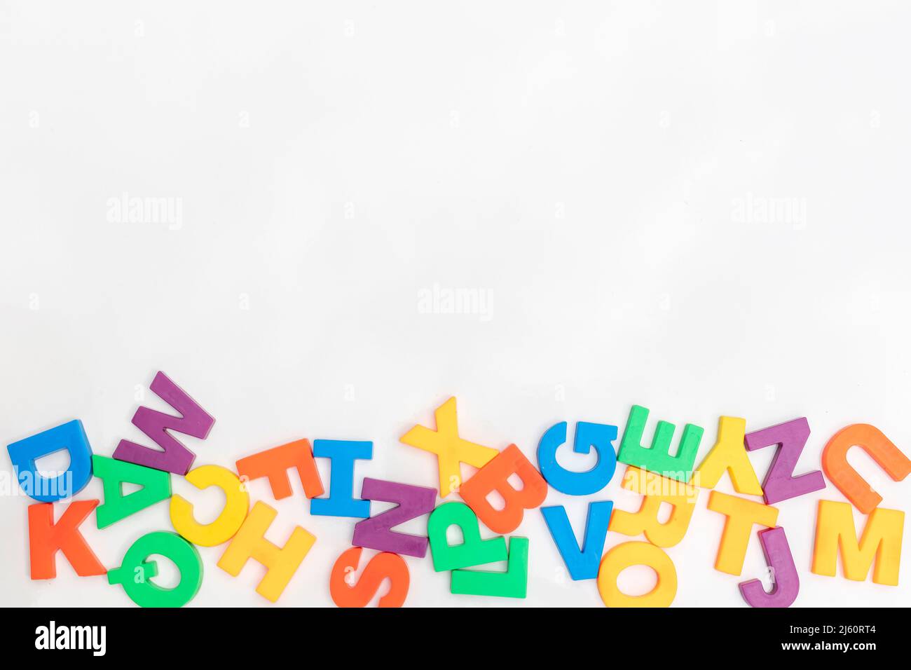 Alphabets on a white isolated background with blank space Stock Photo
