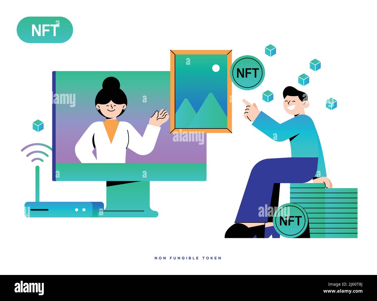 buying digital asset with NFT non fungible token Stock Vector Image & Art Alamy