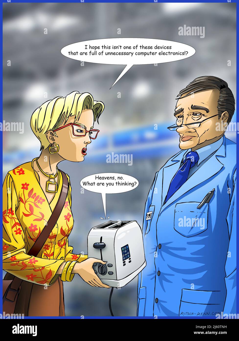 Talking toaster, satirical illustration Stock Photo Alamy