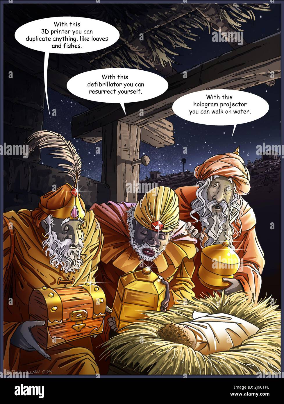 Three wise men, satirical illustration Stock Photo Alamy