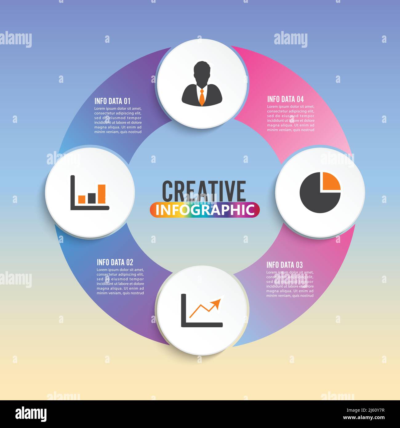Vector infographic circle template with 4 steps, parts, options