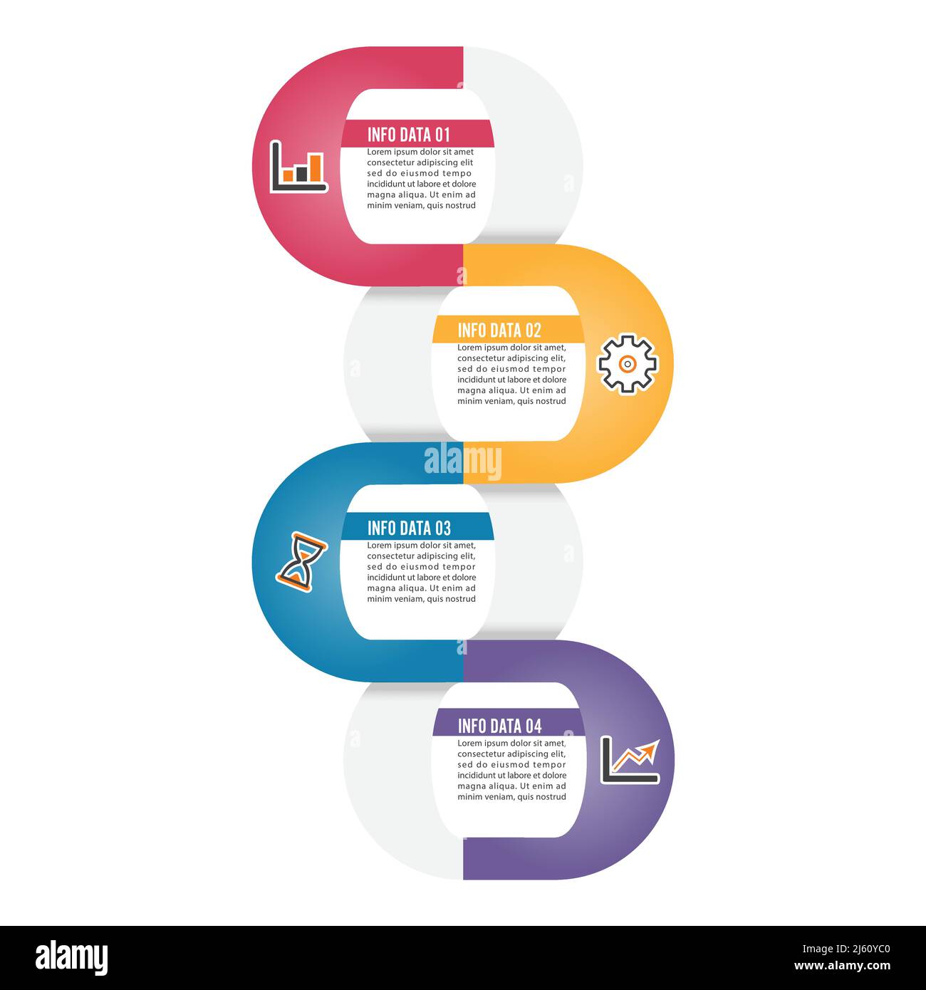 Template Timeline Infographic colored horizontal numbered for four ...