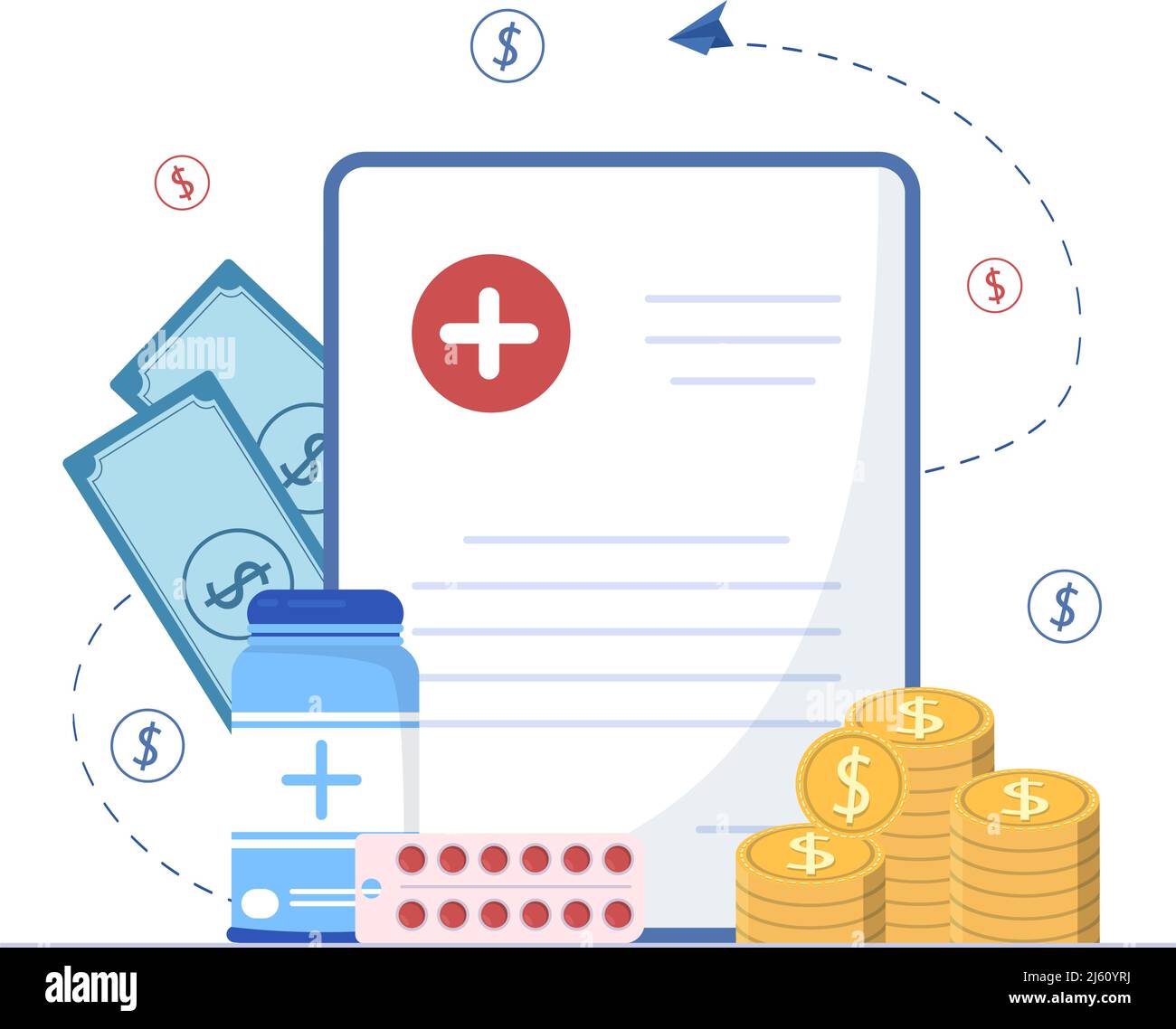 Hospital Medical Billing Service with Health Insurance Form for  Hospitalization or Treatment on Cartoon Background Illustration Stock  Vector Image & Art - Alamy