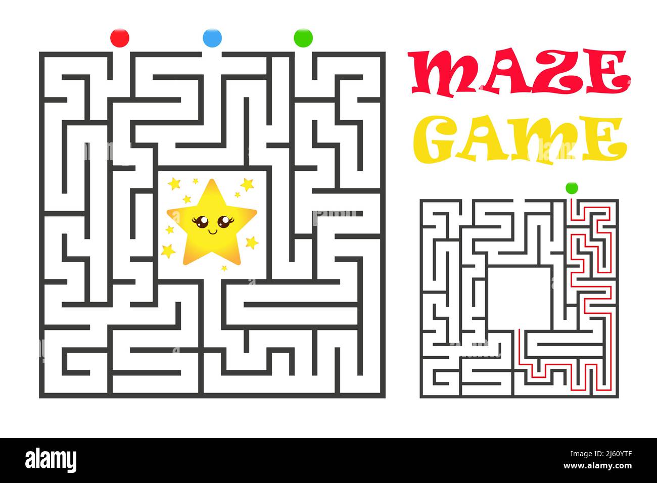 Square maze labyrinth game for kids. Labyrinth logic conundrum with