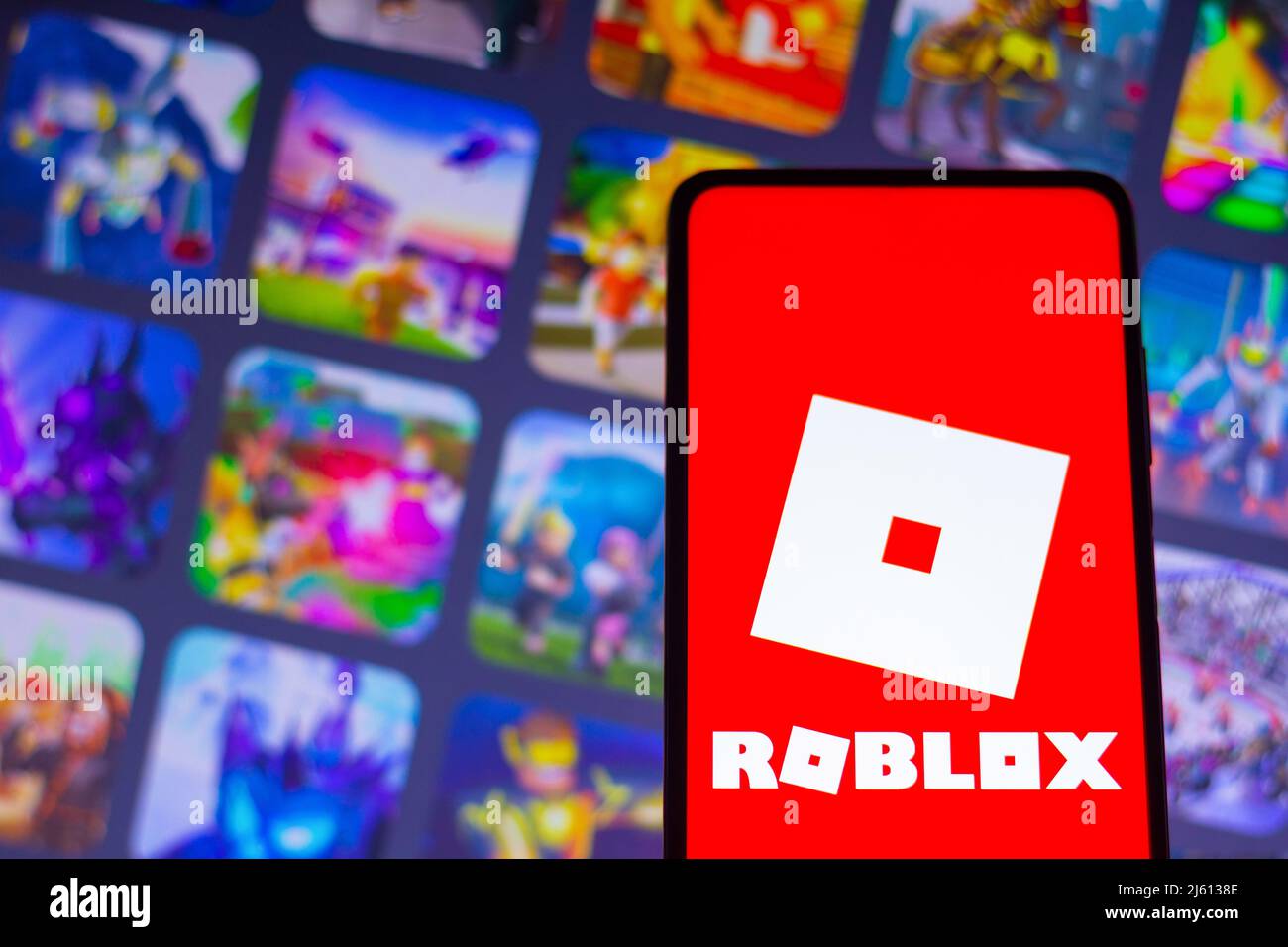 In this photo illustration Roblox logo seen displayed on a smartphone.  Roblox is a multiplayer online game and video game creation system Stock  Photo - Alamy