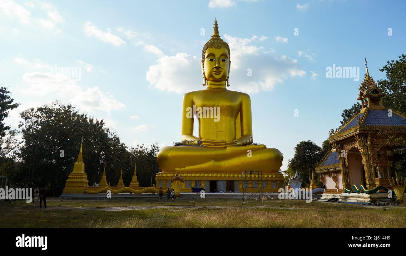 The tallest golden buddha statue in Laos. Wat Tha Xang temple, Vientiane, Laos. Indochina, Southeast Asia, Asia, Asian. Stock Photo
