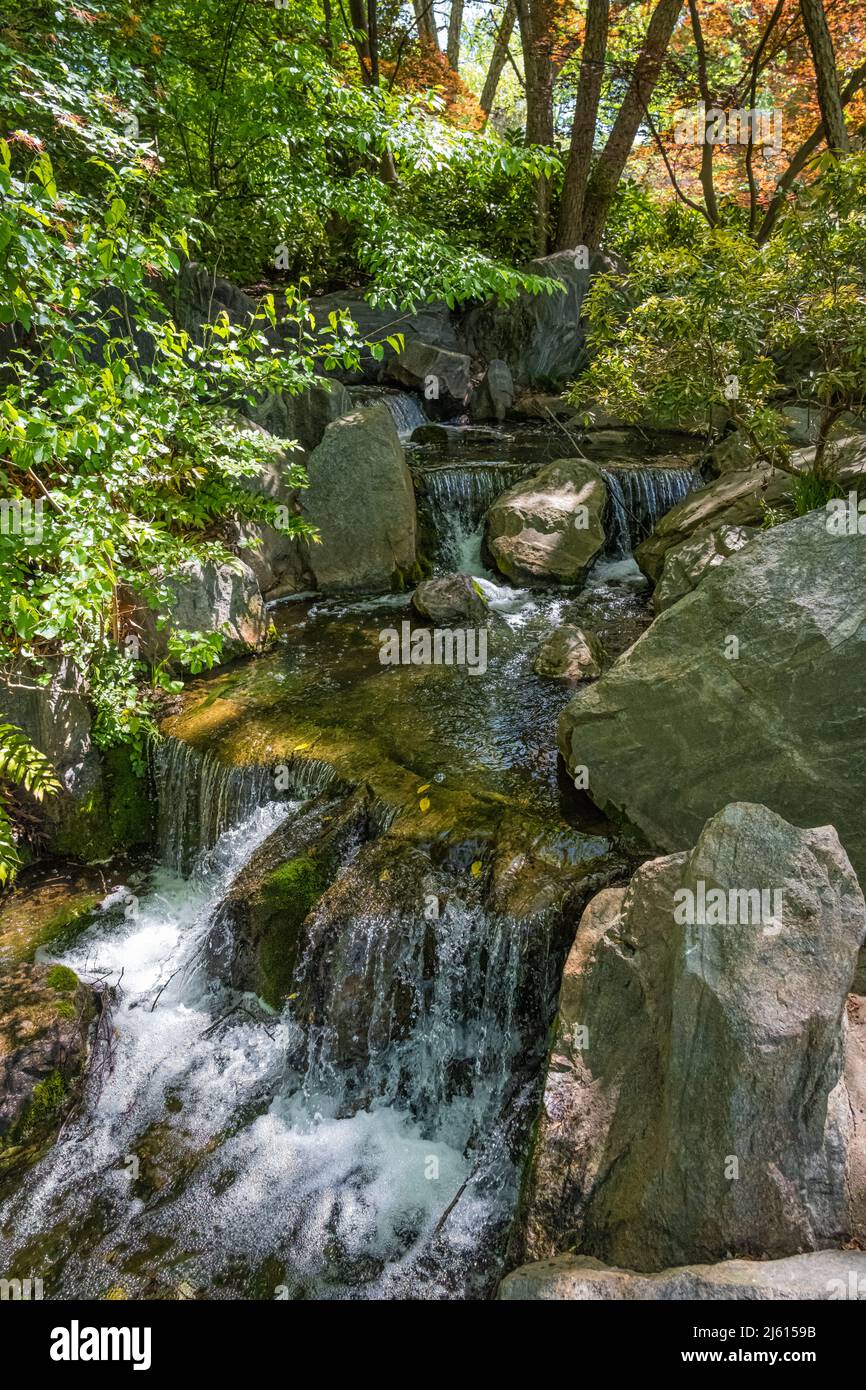 Waterfall on the campus of The Carter Presidential Center in Atlanta, Georgia. (USA) Stock Photo