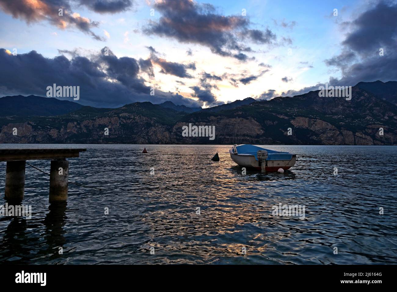 A sunset viewed from Malcesine, Garda lake. Stock Photo
