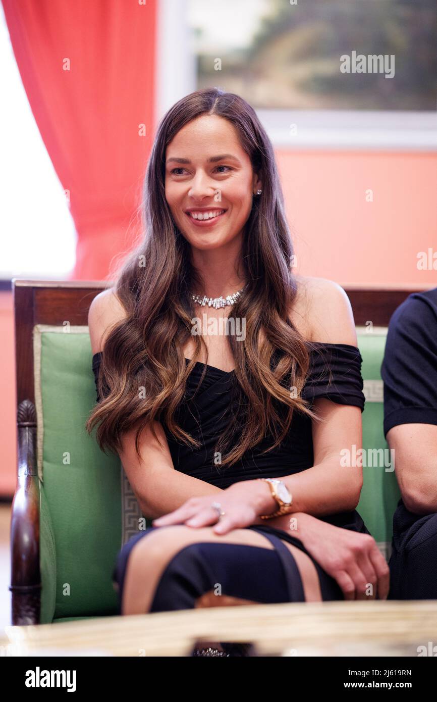 Munich, Germany. 26th Apr, 2022. EXCLUSIVE - Ana Ivanovic, Serbian former tennis player, speaks during an interview on the sidelines of the Best Brands Awards 2022 ceremony at the Bayerischer Hof. Credit: Matthias Balk/dpa/Alamy Live News Stock Photo