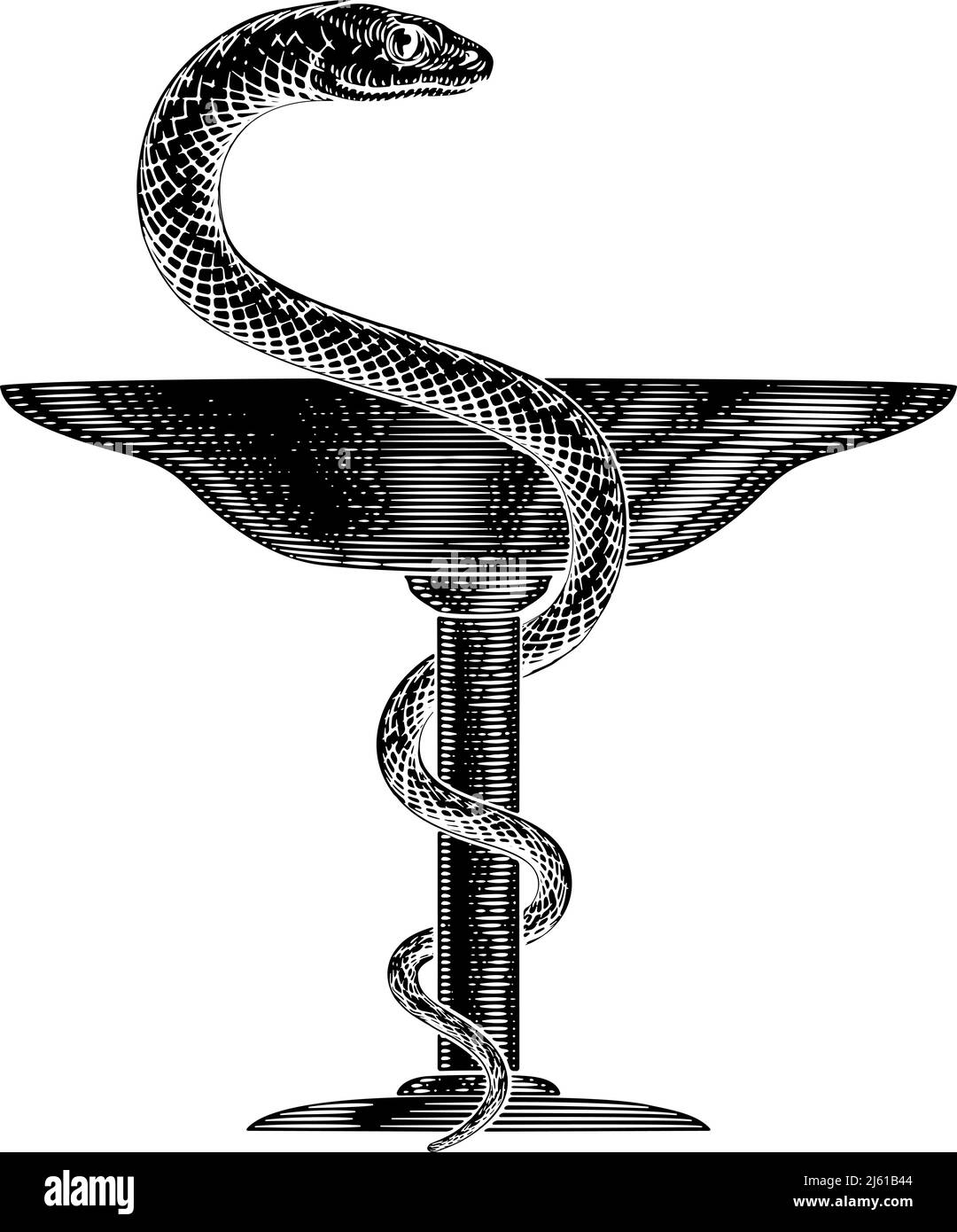 Bowl of Hygieia Snake Medical Pharmacy Symbol Icon Stock Vector