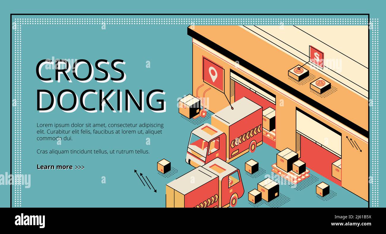 Cross docking logistics. Trucks receiving and shipping goods