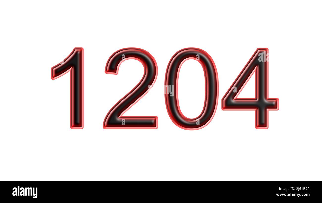 red 1204 number 3d effect white background Stock Photo