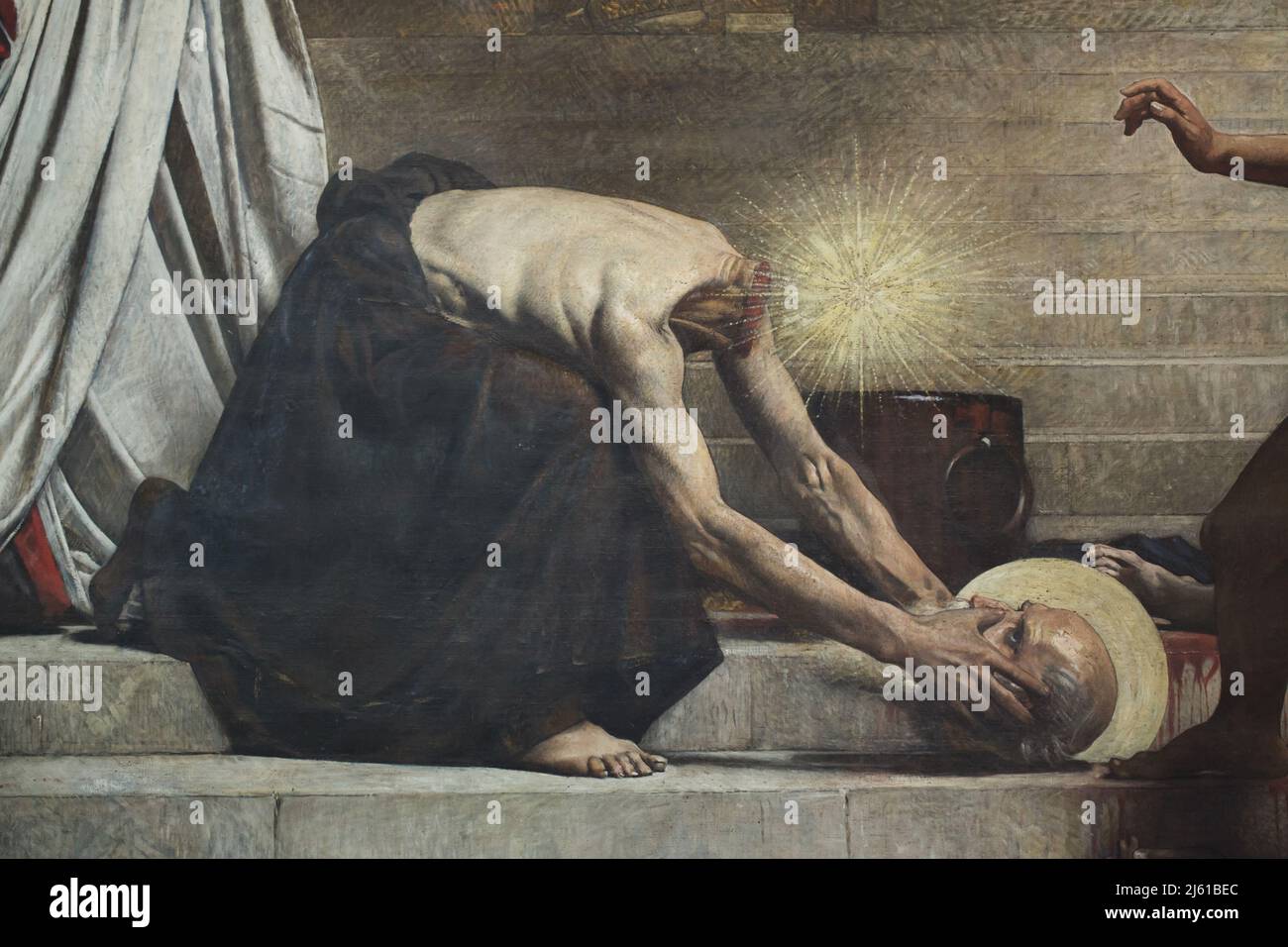 Martyrdom of Saint Denis by depicted in the detail of the mural painting by French painter Léon Bonnat (1880) in the Panthéon in Paris, France. Stock Photo