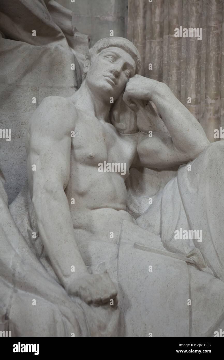 Detail of the Monument to French philosopher Denis Diderot designed by French sculptor Alphonse Camille Terroir (1913) in the Panthéon in Paris, France. Stock Photo