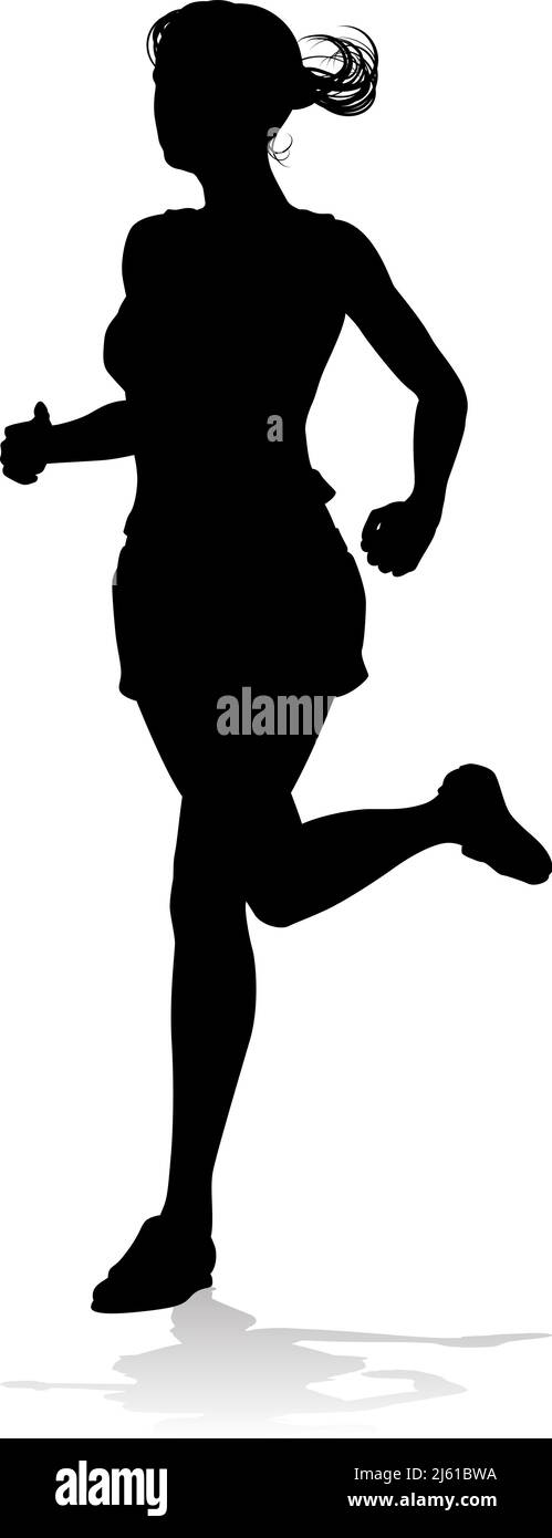 Silhouette Runner Woman Sprinter or Jogger Person Stock Vector Image ...