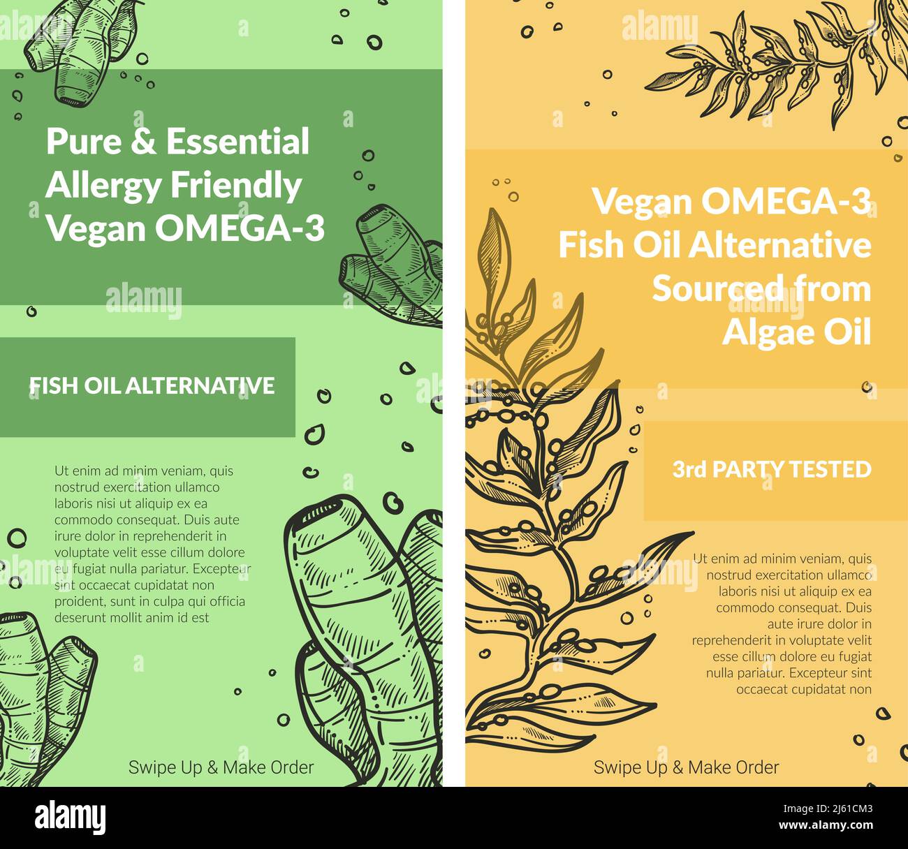 Pure an essential vegan omega 3 algae oil set Stock Vector Image & Art Alamy