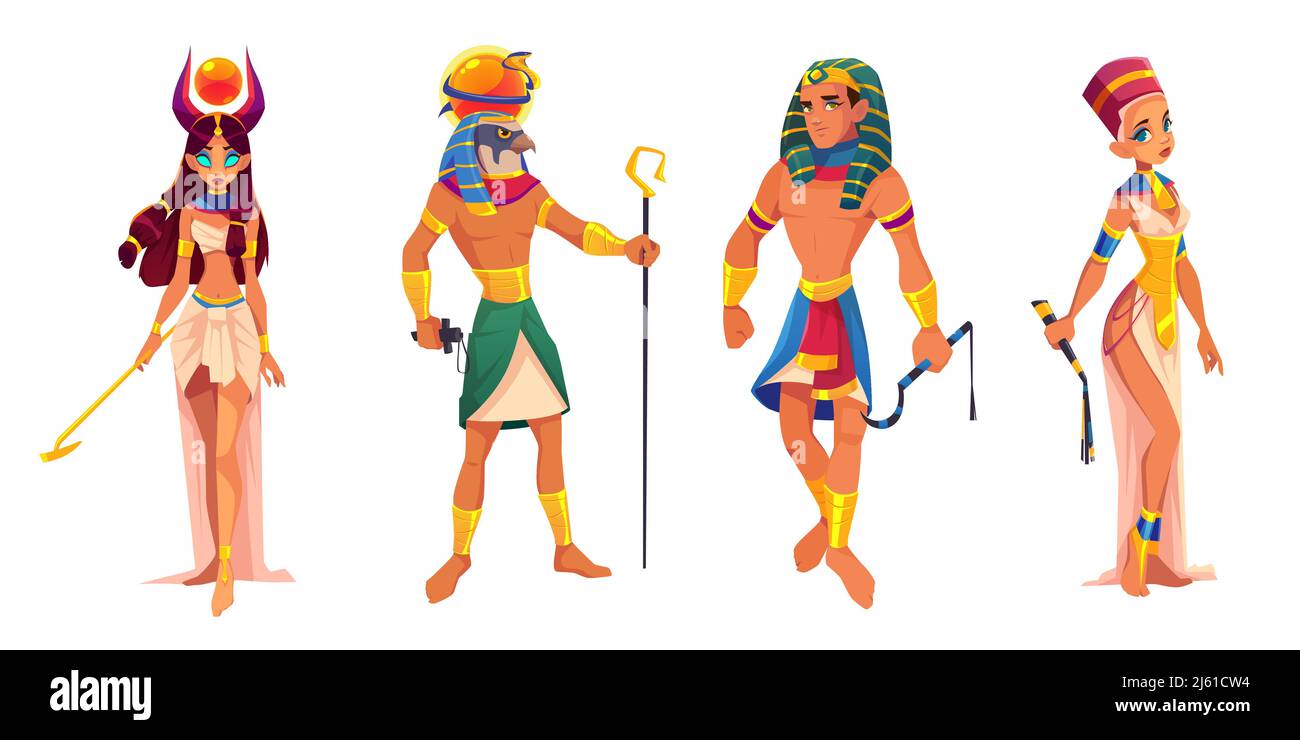 Ancient Egypt gods and rulers Hathor, Ra, Pharaoh, Nefertiti, Egyptian