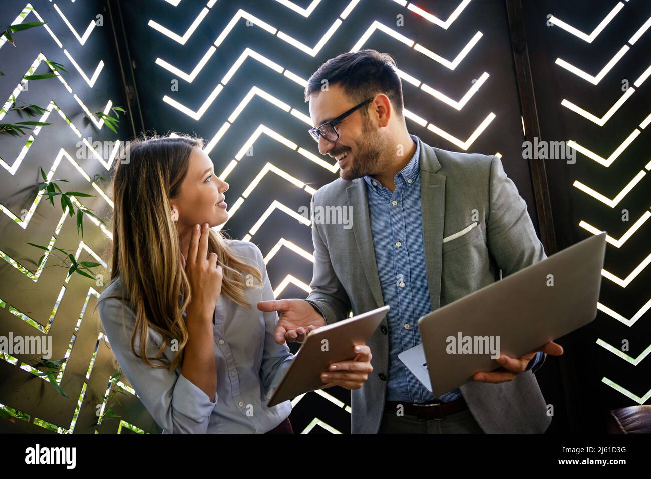 Programmers working in a software developing company office Stock Photo