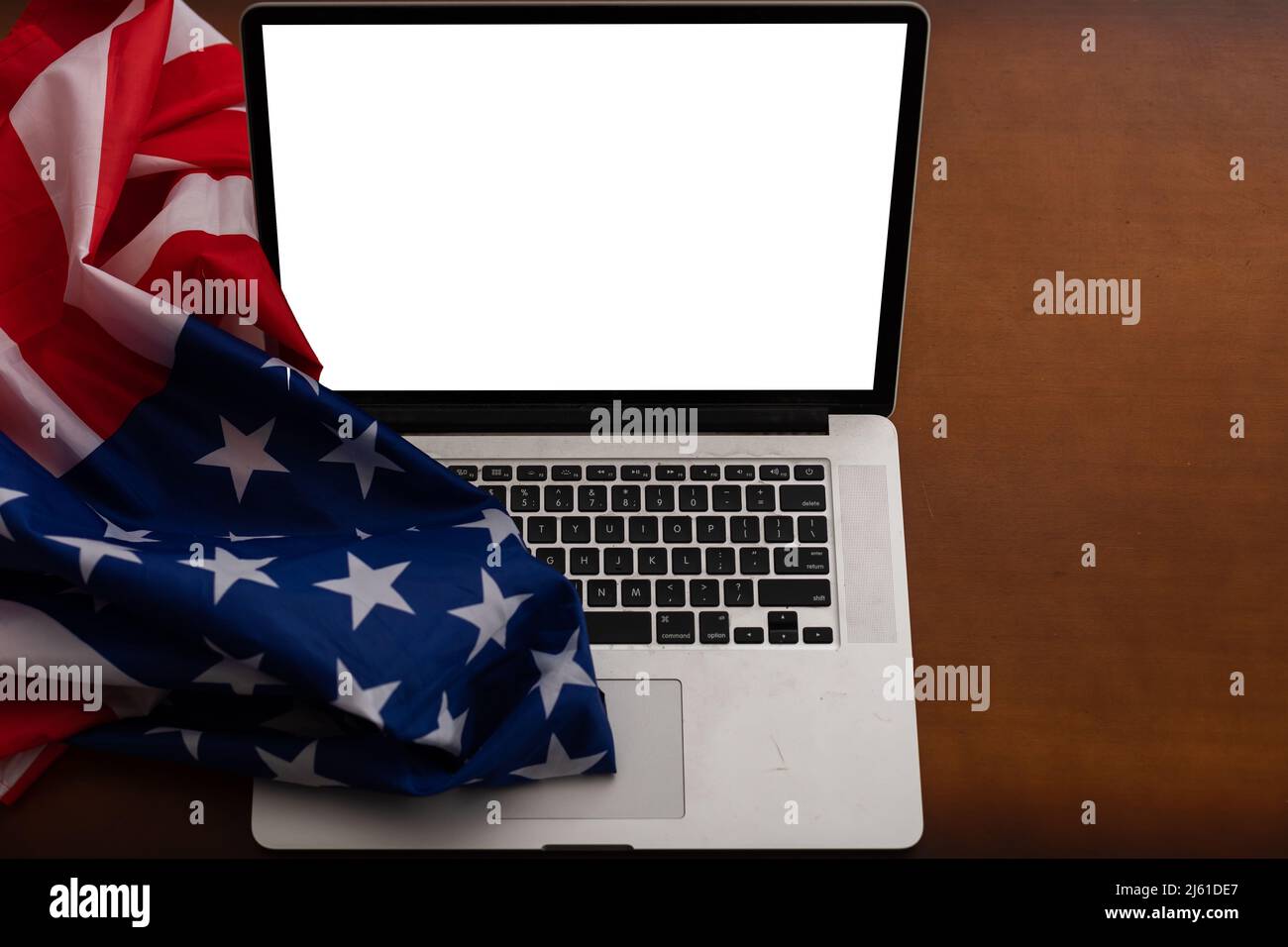 Usa Computer Screen Flag of USA. laptop with blank screen Stock Photo - Alamy