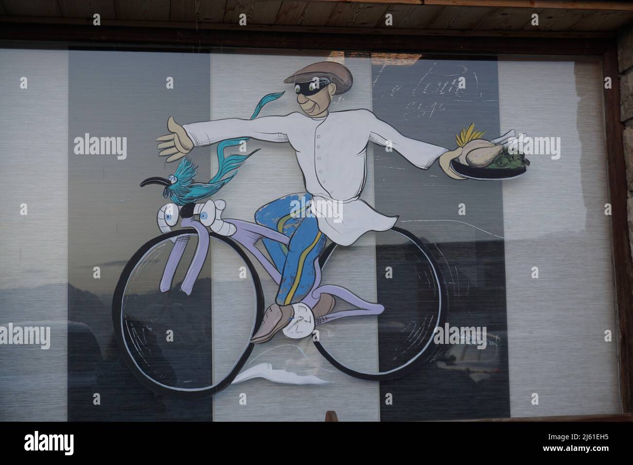 fun bicycle painting on window Stock Photo Alamy