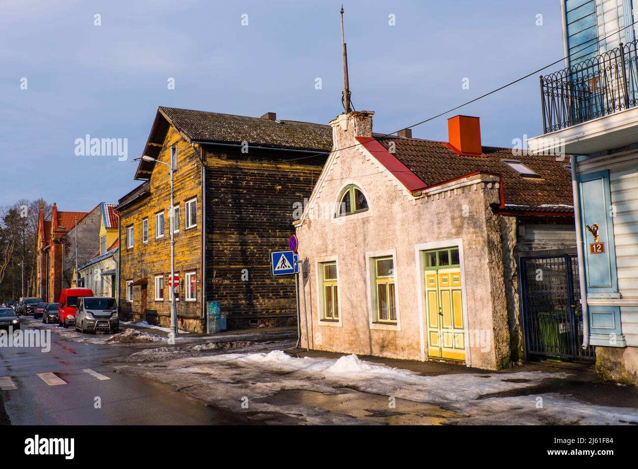Louna street, central Pärnu, Estonia Stock Photo