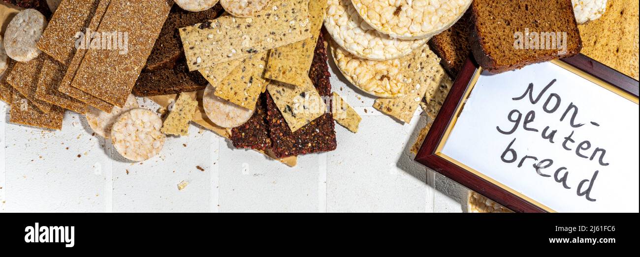 Gluten free allergic diet, celiac disease concept. Collection of