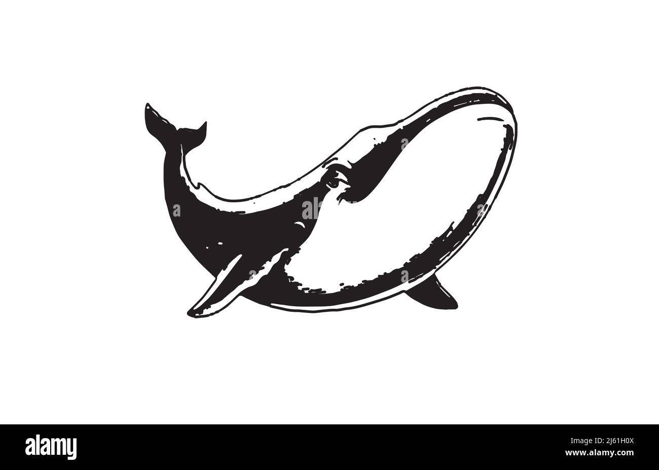 Blue Whale black and white logo vector Stock Vector