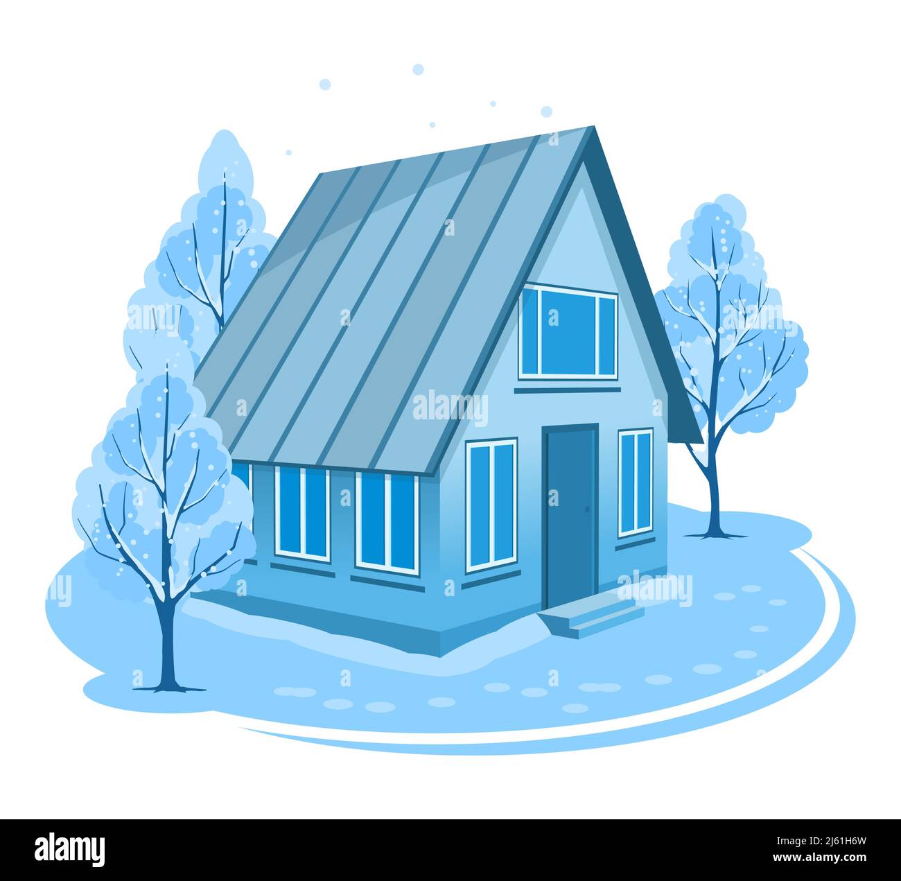 Winter landscape. House surrounded by trees Stock Vector Image & Art ...