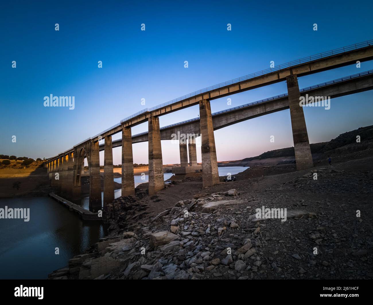 Huge drought with bridges on different levels, wide view Stock Photo