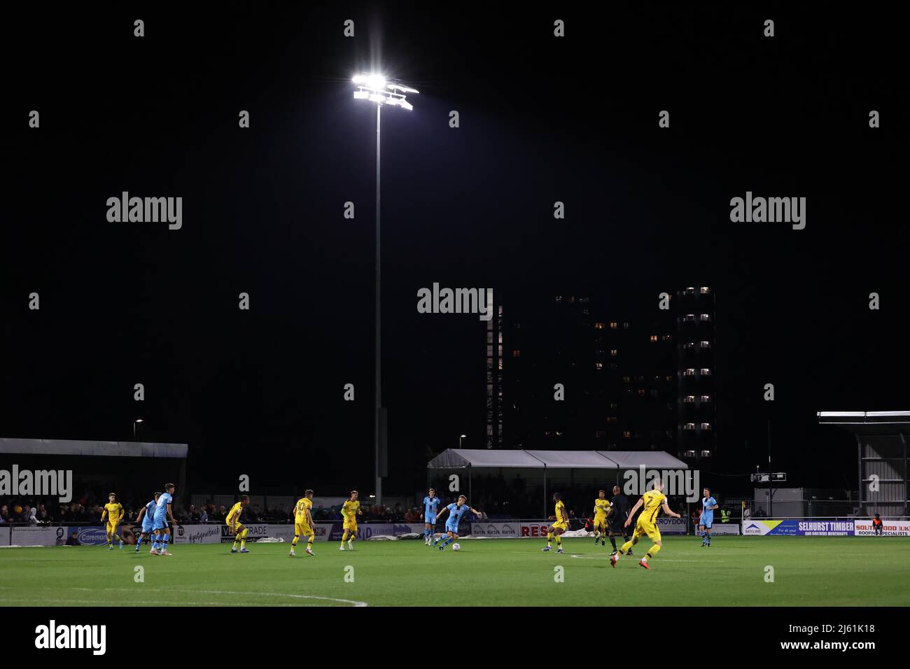 Sutton, UK 26th April 2022 : General View during the EFL League Two match between Sutton United and Crawley Town at tSutton Football Club. Credit: James Boardman/Alamy Live News Stock Photo