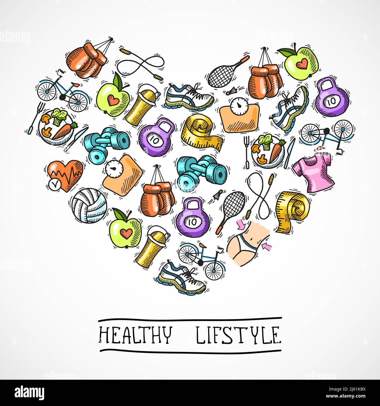 Healthy Lifestyle Doodle Set Stock Vector (Royalty Free) 84811573 |  Shutterstock