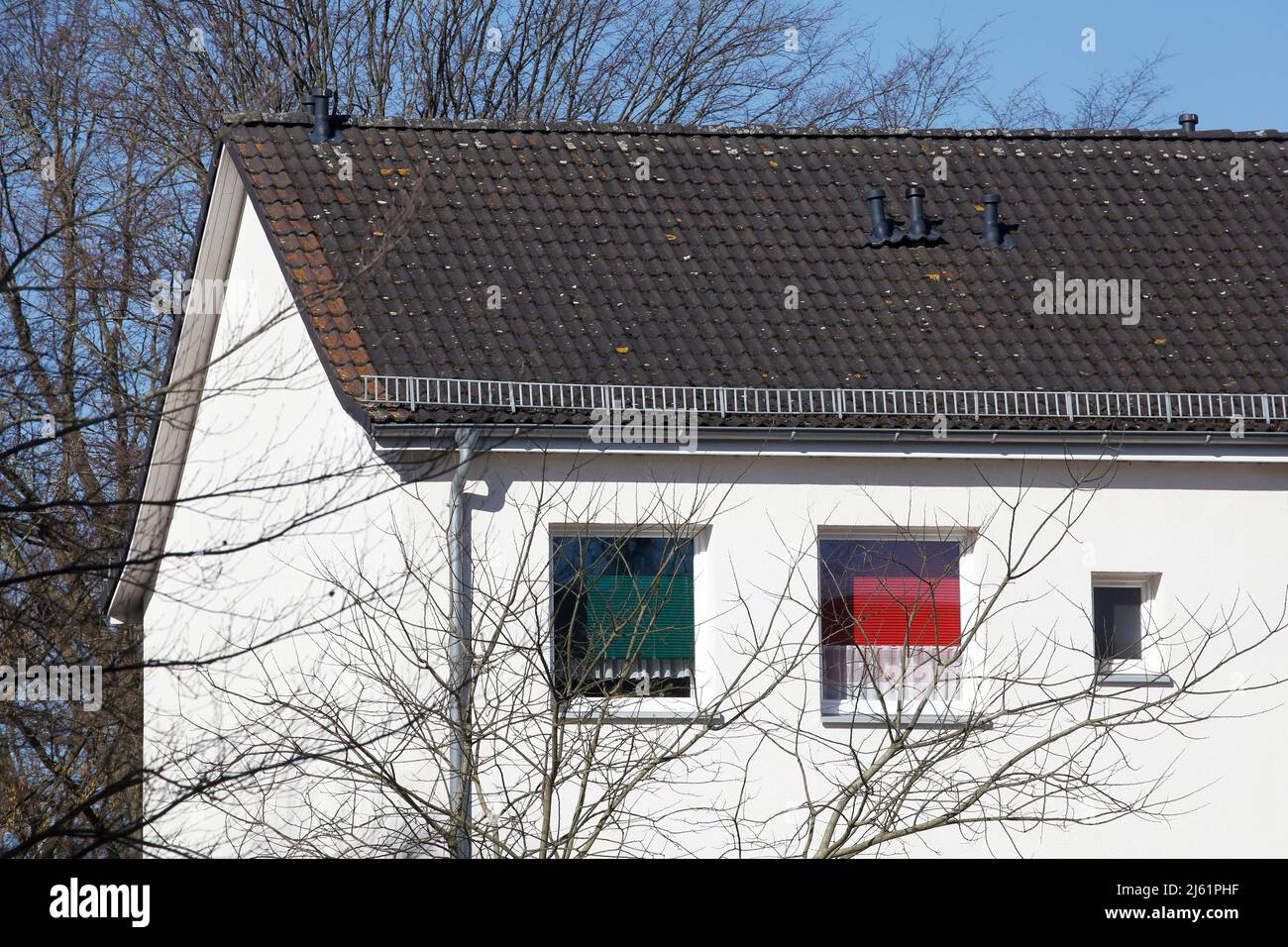 Fensterfront, Modernes, weisses  Wohngebäude, Findorff, Bremen, Deutschland, Europa Stock Photo