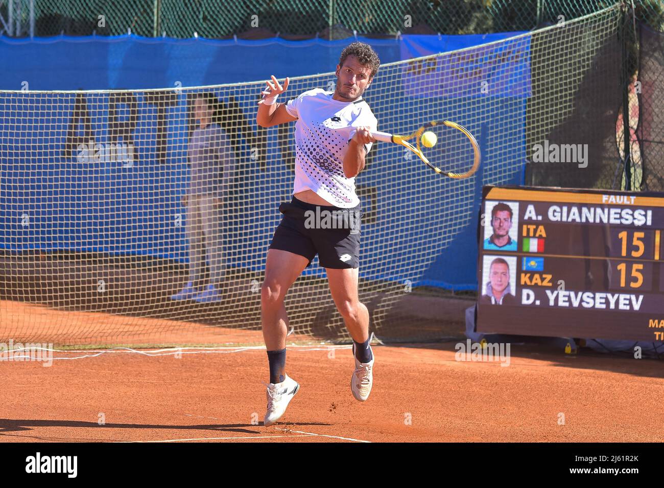 April 26, 2022, Rome, Italy: Alessandro Giannessi (ITA) during the ATP  Challenger Roma Open tennis tournament round of 32 at Garden Tennis Club on  April 26, 2022 in Rome, Italy. (Credit Image: ©