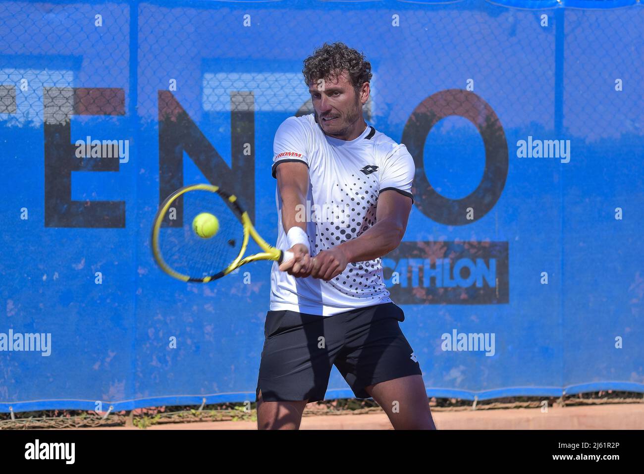 April 26, 2022, Rome, Italy Alessandro Giannessi (ITA) during the ATP Challenger Roma Open tennis tournament round of 32 at Garden Tennis Club on April 26, 2022 in Rome, Italy