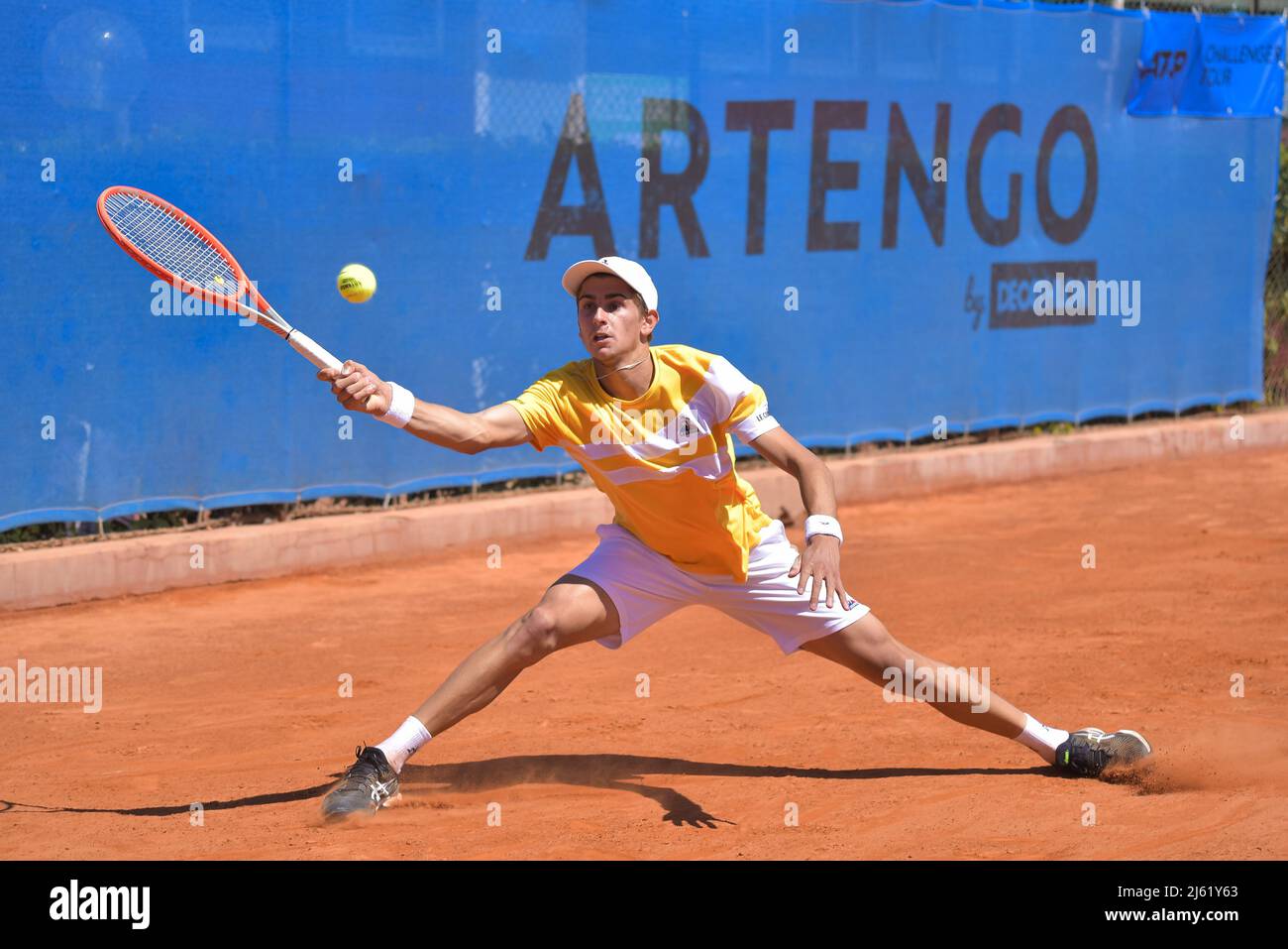 Rome, Italy. 26th Apr, 2022. Matteo Arnaldi (ITA) during the ATP Challenger  Roma Open tennis tournament round of 32 at Garden Tennis Club on April 26,  2022 in Rome, Italy Credit: Independent