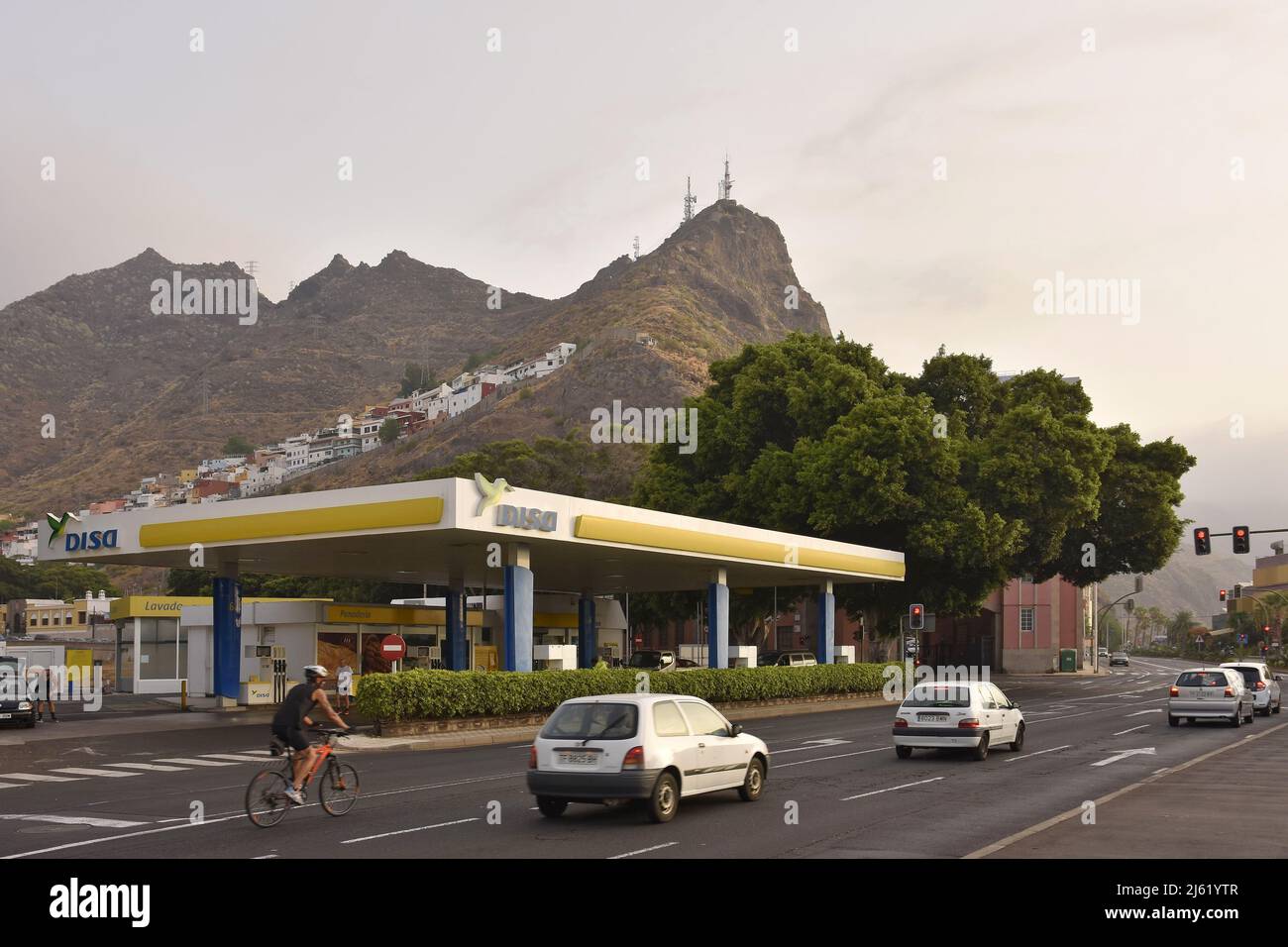 Disa gas station in the foothills of Anaga mountains, Santa Cruz de Tenerife Canary Islands Spain. Stock Photo