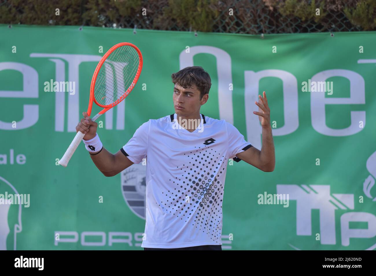 Rome, Italy, April 26, 2022, Flavio Cobolli (ITA) during the ATP Challenger Roma Open tennis tournament round of 32 at Garden Tennis Club on April 26, 2022 in Rome, Italy (Photo by