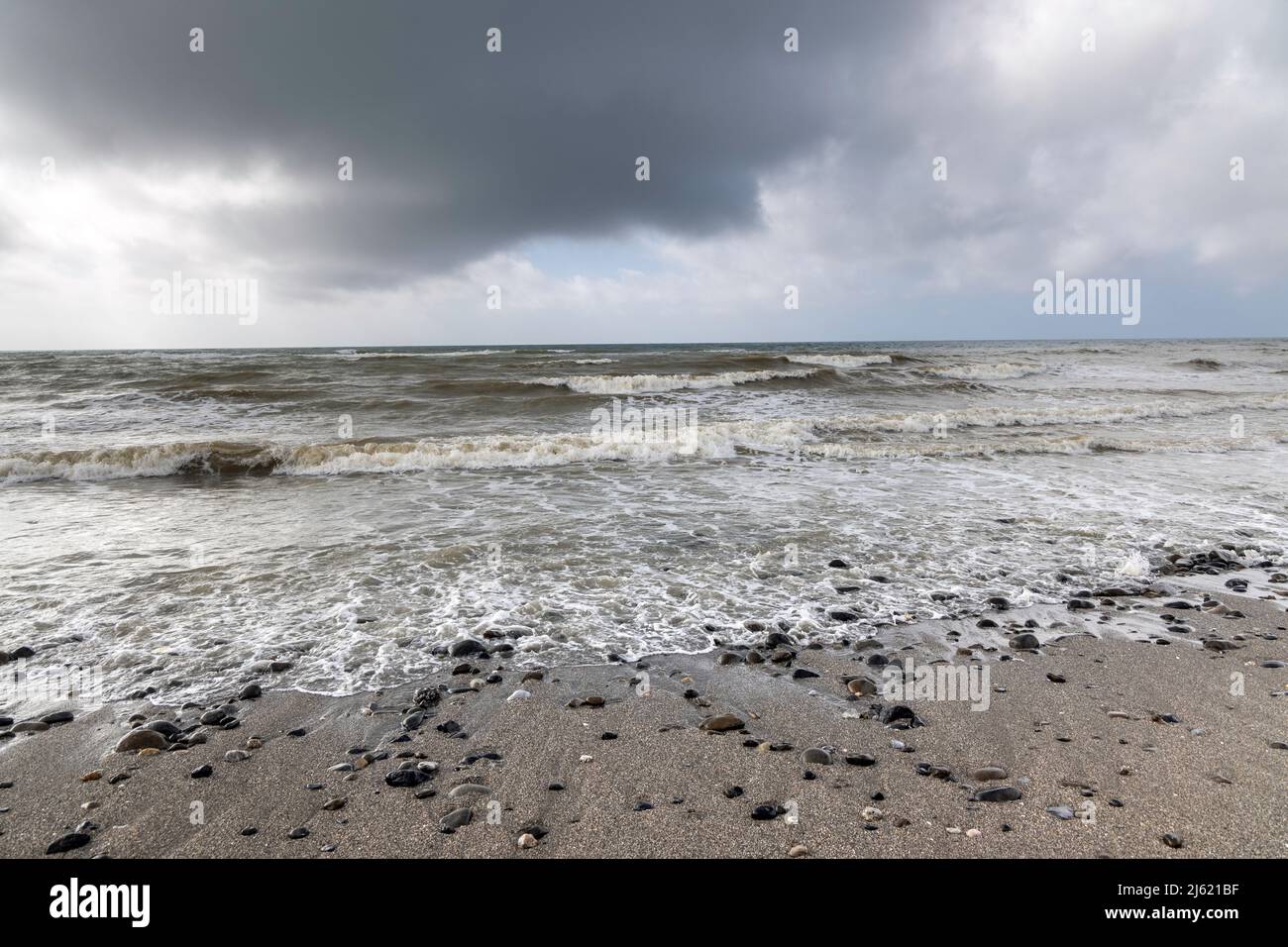 Stormy weather and sea at Estepona in Southern Spain Stock Photo