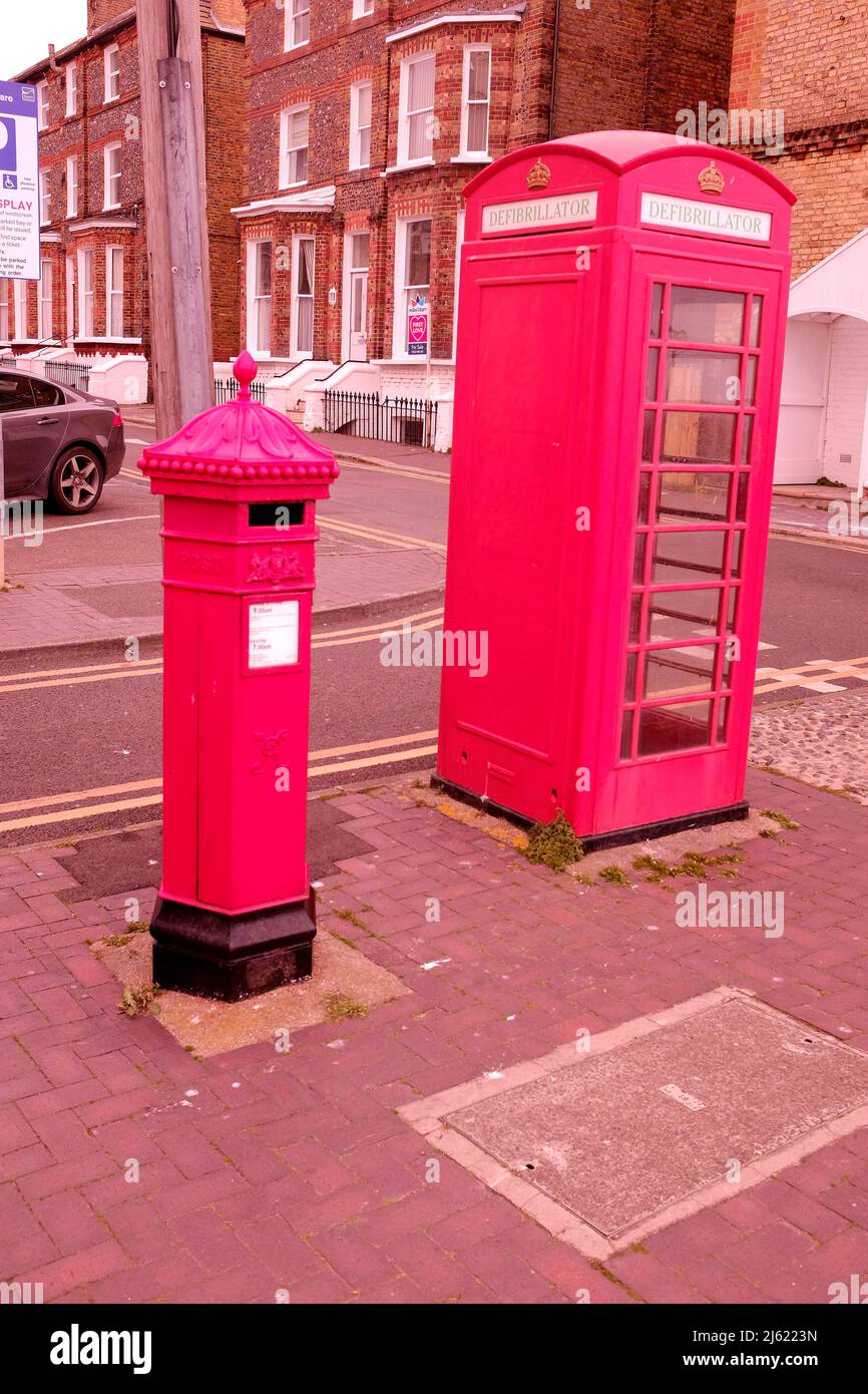 red telephone and postal boxes,broadstairs town,east kent,uk march 2022 Stock Photo