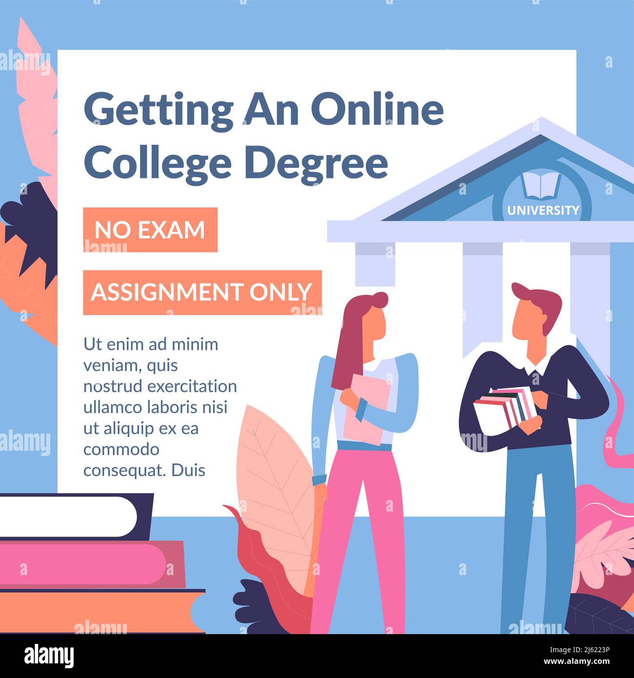 Getting online college degree, education studies Stock Vector
