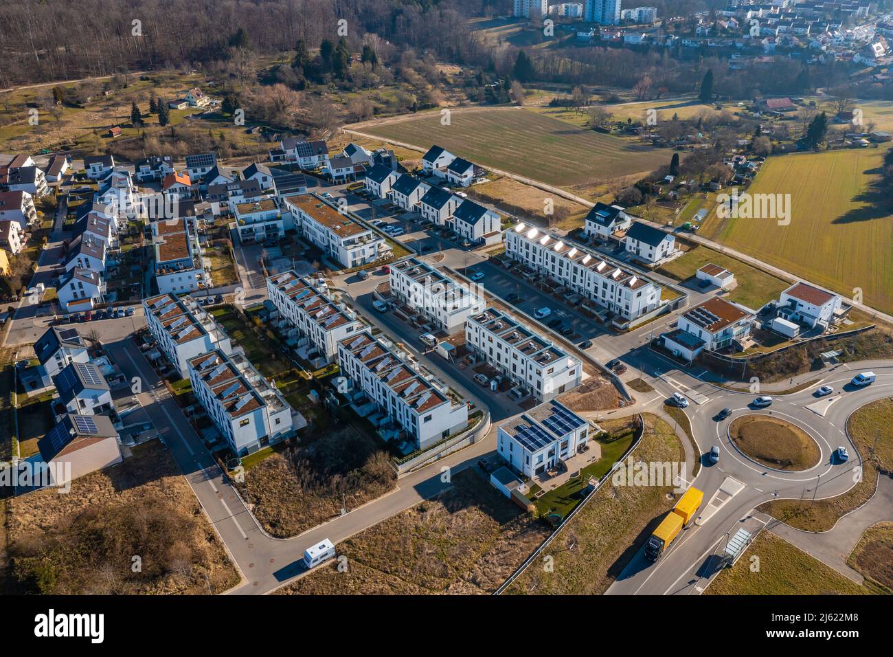 Germany, BadenWurttemberg, Plochingen, Aerial view of modern suburban