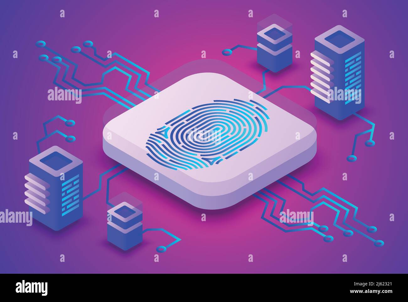 Biometrics blockchain technology vector illustration of digital fingerprint  security for cryptocurrency concept. Data communication server and secure  Stock Vector Image & Art - Alamy