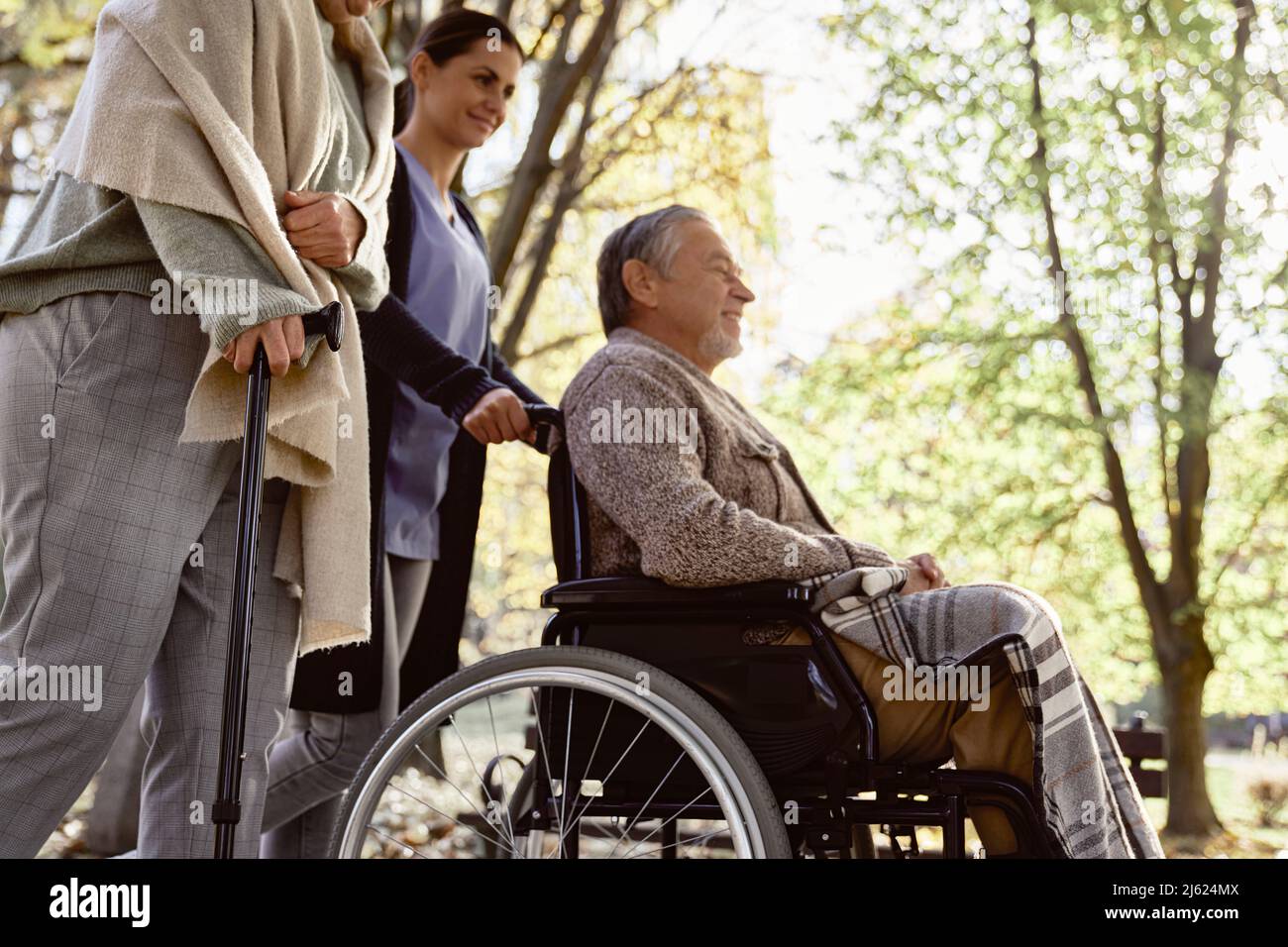 Man woman walking stick senior hi-res stock photography and images - Alamy