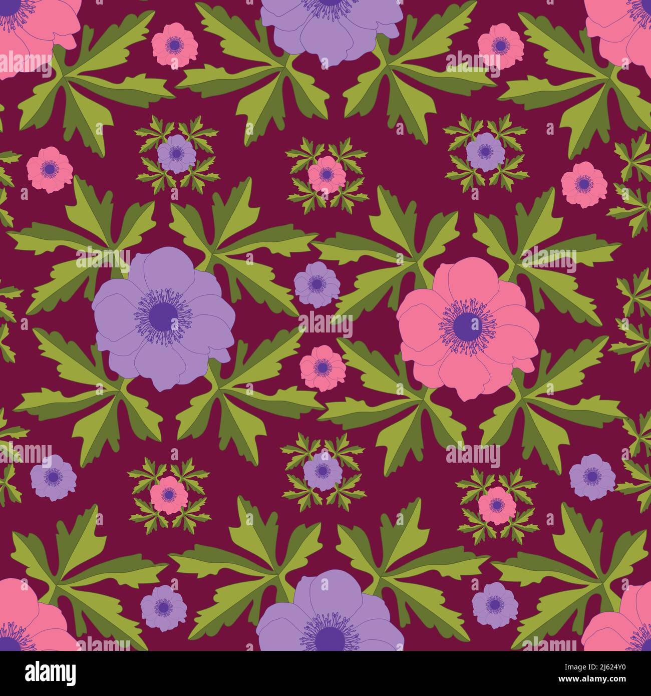 Vector floral anemone seamless pattern. Perfect for textile, wallpaper ...